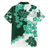 Green Hibiscus Plumeria Floral Family Matching Long Sleeve Bodycon Dress and Hawaiian Shirt LT01 - Polynesian Pride