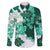 Green Hibiscus Plumeria Floral Family Matching Off The Shoulder Long Sleeve Dress and Hawaiian Shirt - Polynesian Pride