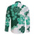 Green Hibiscus Plumeria Floral Family Matching Summer Maxi Dress and Hawaiian Shirt - Polynesian Pride