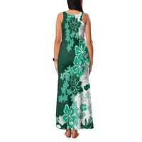 Green Hibiscus Plumeria Floral Family Matching Tank Maxi Dress and Hawaiian Shirt - Polynesian Pride