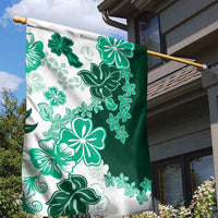 Green Hibiscus Plumeria Floral Garden Flag - Polynesian Pride