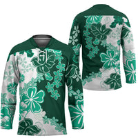 Green Hibiscus Plumeria Floral Hockey Jersey - Polynesian Pride