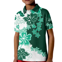 Green Hibiscus Plumeria Floral Kid Polo Shirt - Polynesian Pride