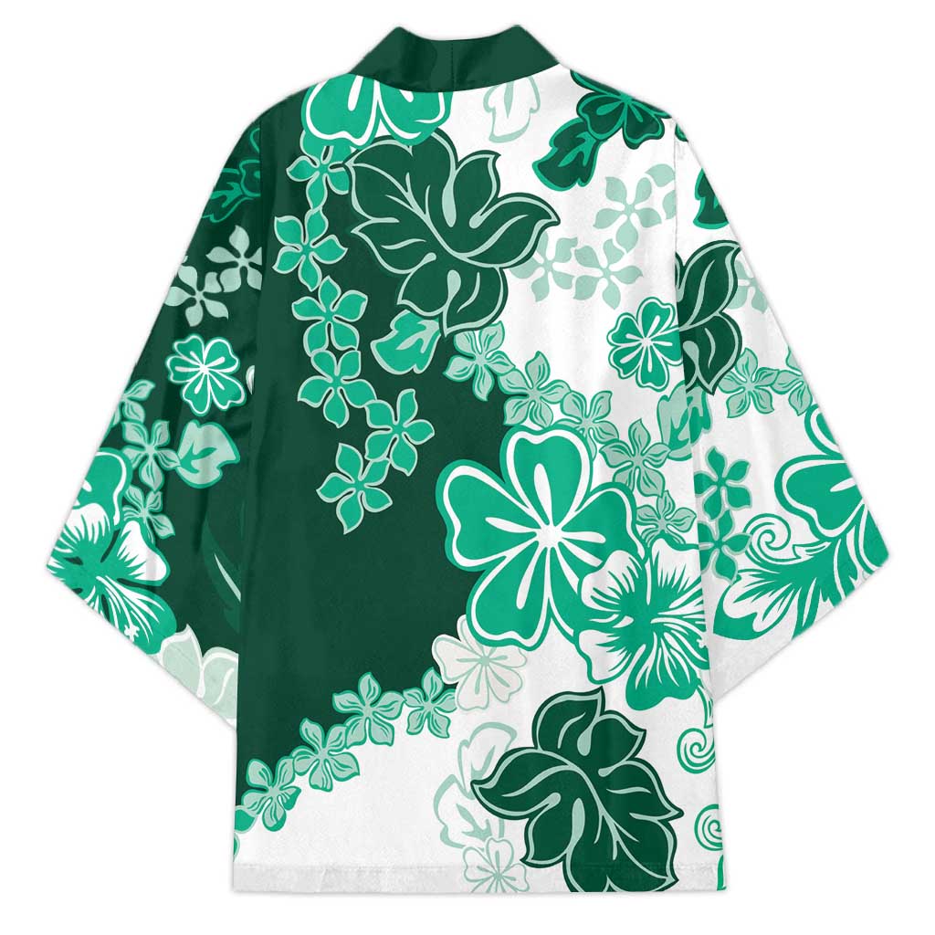 Green Hibiscus Plumeria Floral Kimono - Polynesian Pride