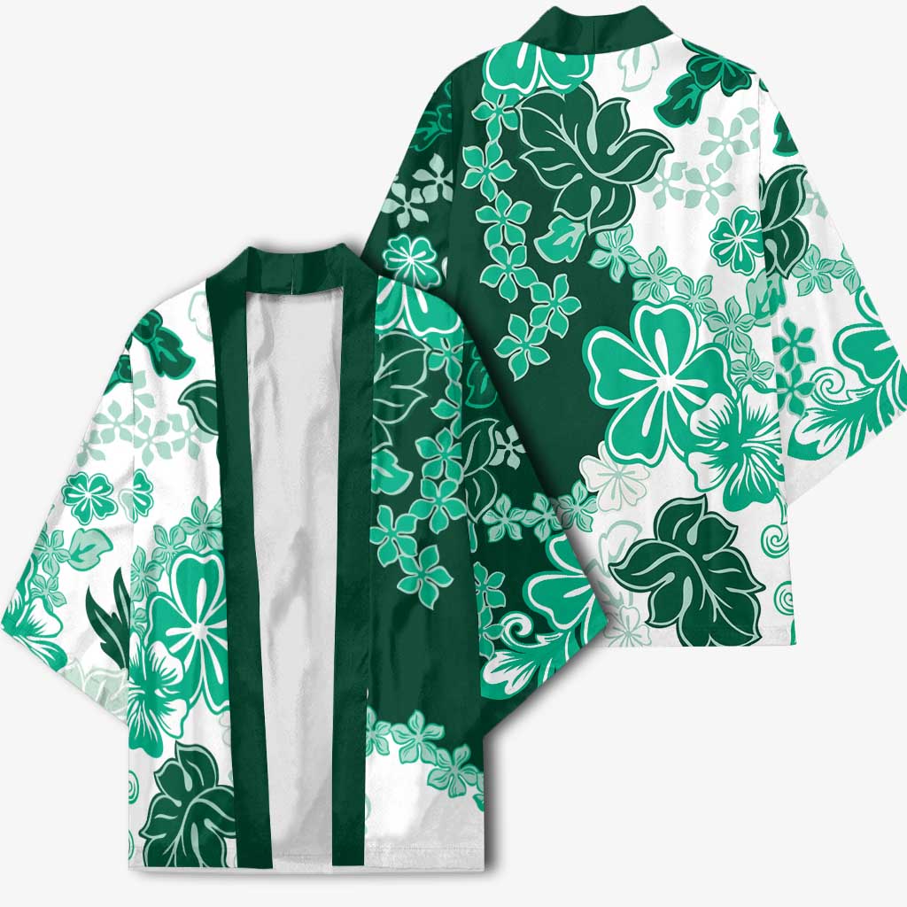 Green Hibiscus Plumeria Floral Kimono - Polynesian Pride