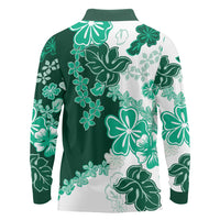 Green Hibiscus Plumeria Floral Long Sleeve Polo Shirt LT01 - Polynesian Pride