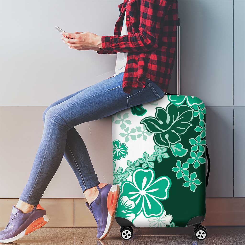 Green Hibiscus Plumeria Floral Luggage Cover - Polynesian Pride