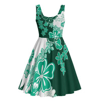 Green Hibiscus Plumeria Floral Midi Dress - Polynesian Pride