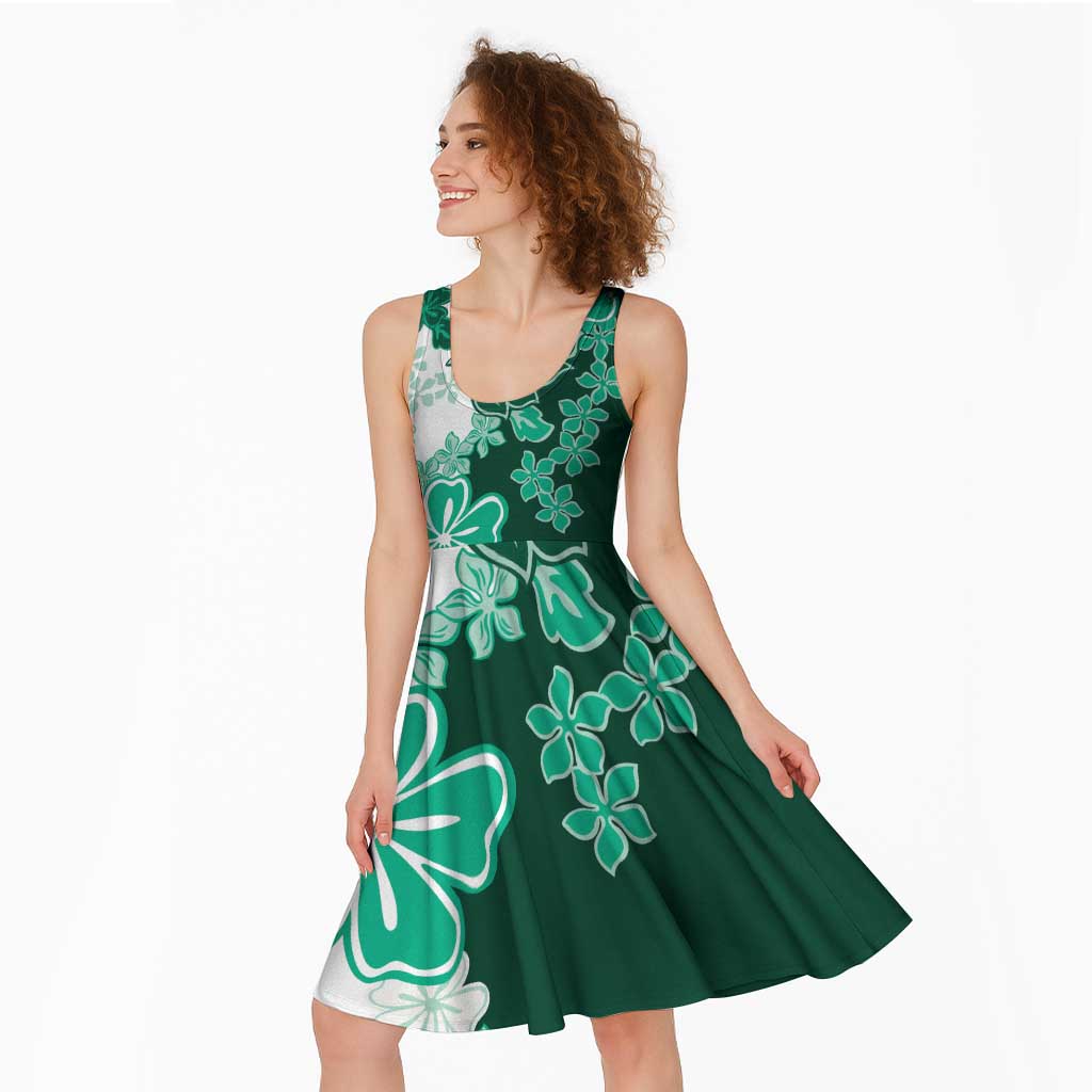 Green Hibiscus Plumeria Floral Midi Dress - Polynesian Pride