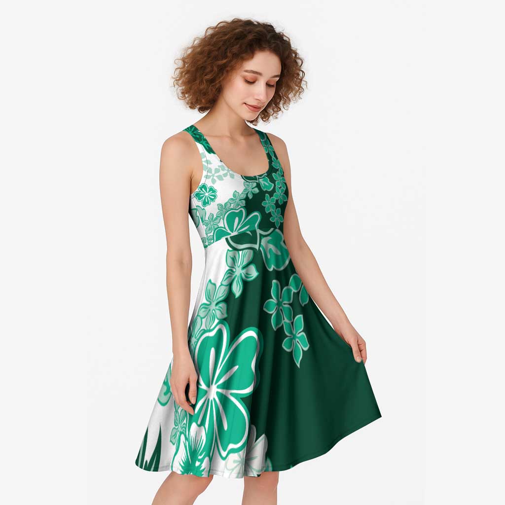 Green Hibiscus Plumeria Floral Midi Dress - Polynesian Pride