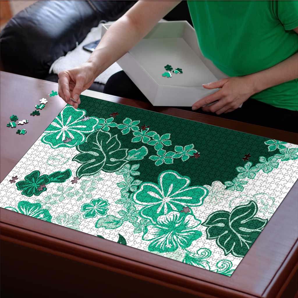 Green Hibiscus Plumeria Floral Puzzle LT01 - Polynesian Pride