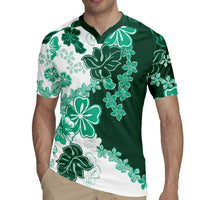 Green Hibiscus Plumeria Floral Rugby Jersey - Polynesian Pride