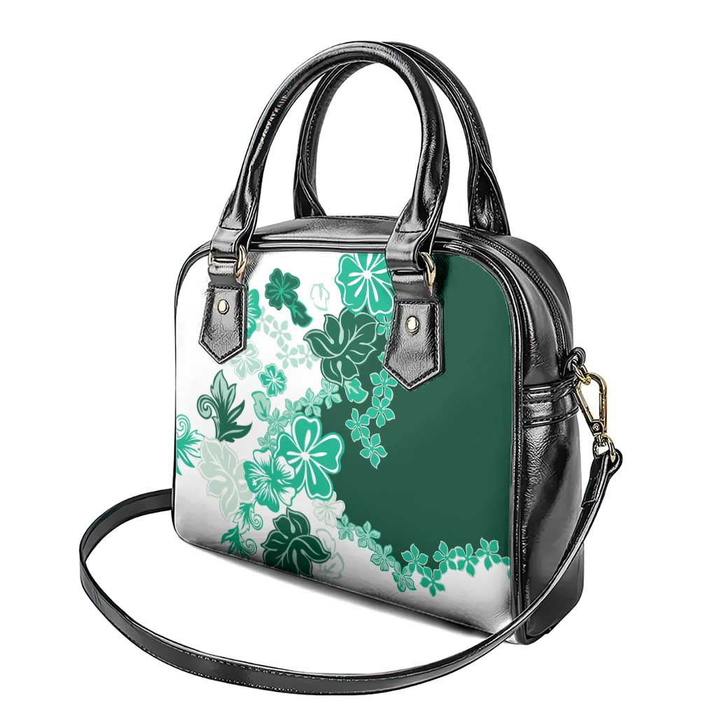 Green Hibiscus Plumeria Floral Shoulder Handbag - Polynesian Pride