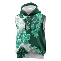 Green Hibiscus Plumeria Floral Sleeveless Hoodie - Polynesian Pride