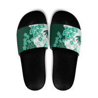 Green Hibiscus Plumeria Floral Slide Sandals - Polynesian Pride