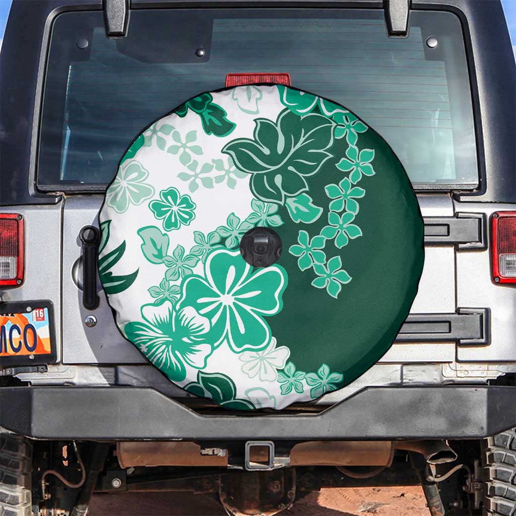 Green Hibiscus Plumeria Floral Spare Tire Cover LT01 Green - Polynesian Pride