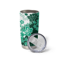 Green Hibiscus Plumeria Floral Tumbler Cup - Polynesian Pride