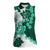 Green Hibiscus Plumeria Floral Women Sleeveless Polo Shirt - Polynesian Pride