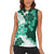 Green Hibiscus Plumeria Floral Women Sleeveless Polo Shirt - Polynesian Pride