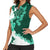 Green Hibiscus Plumeria Floral Women Sleeveless Polo Shirt - Polynesian Pride