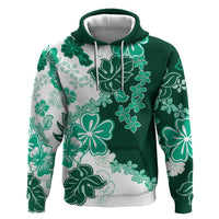 Green Hibiscus Plumeria Floral Zip Hoodie - Polynesian Pride