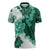 Green Hibiscus Plumeria Floral Zipper Polo Shirt - Polynesian Pride