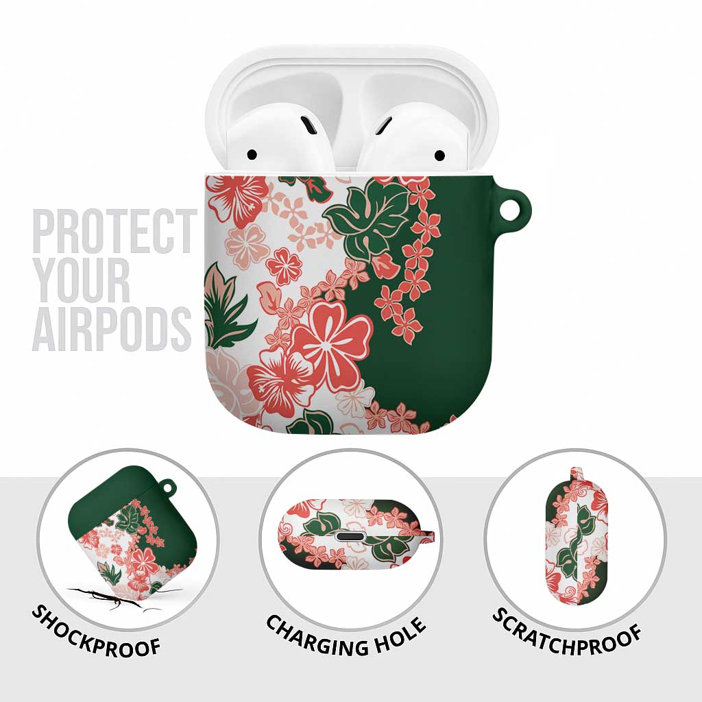 Green Orange Hibiscus Plumeria Floral AirPods Case - Polynesian Pride