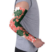 Green Orange Hibiscus Plumeria Floral Arm Sleeves - Polynesian Pride