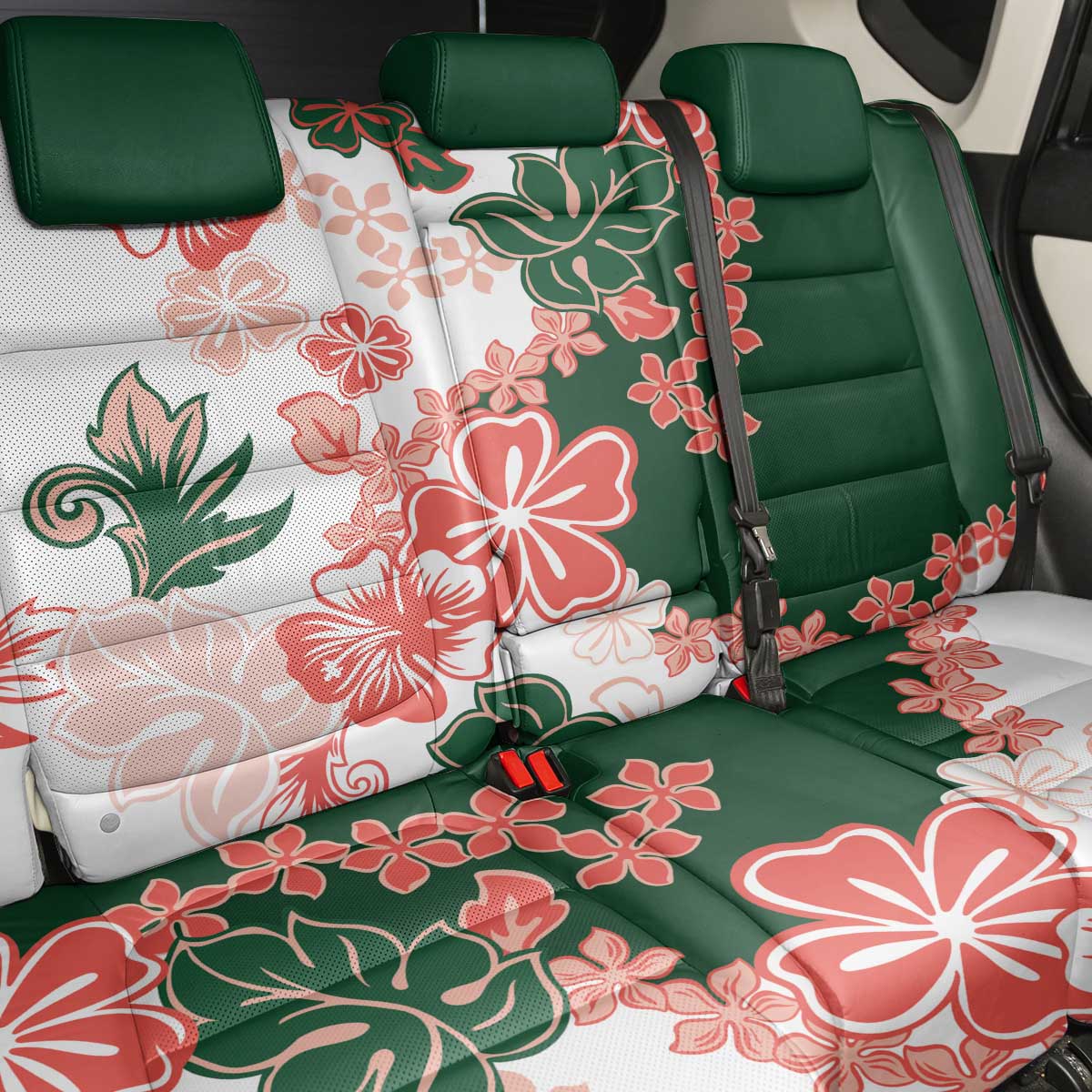 Green Orange Hibiscus Plumeria Floral Back Car Seat Cover LT01 - Polynesian Pride