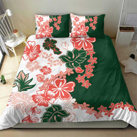 Green Orange Hibiscus Plumeria Floral Bedding Set - Polynesian Pride