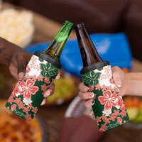 Green Orange Hibiscus Plumeria Floral 4 in 1 Can Cooler Tumbler - Polynesian Pride