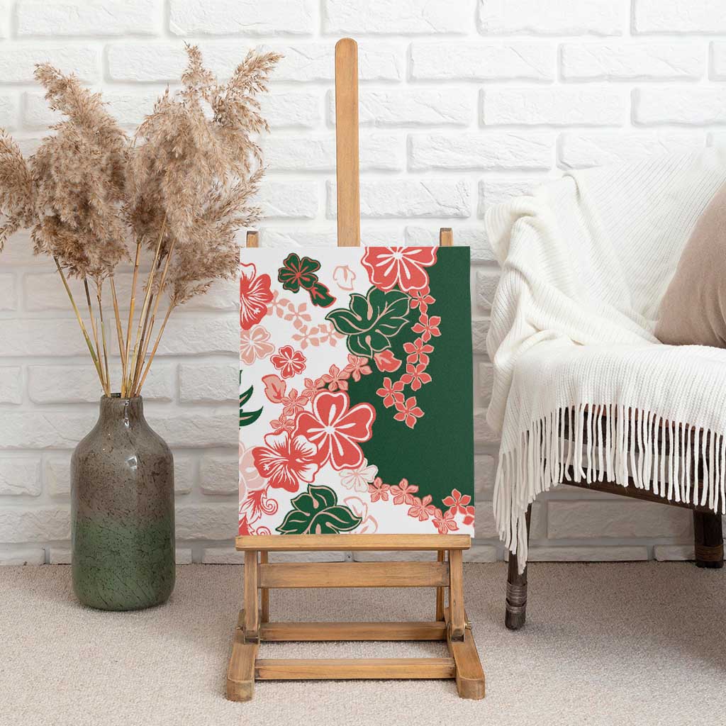 Green Orange Hibiscus Plumeria Floral Canvas Wall Art - Polynesian Pride