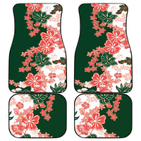 Green Orange Hibiscus Plumeria Floral Car Mats - Polynesian Pride