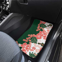 Green Orange Hibiscus Plumeria Floral Car Mats - Polynesian Pride
