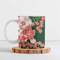 Green Orange Hibiscus Plumeria Floral Ceramic Mug - Polynesian Pride