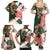 Green Orange Hibiscus Plumeria Floral Family Matching Summer Maxi Dress and Hawaiian Shirt - Polynesian Pride