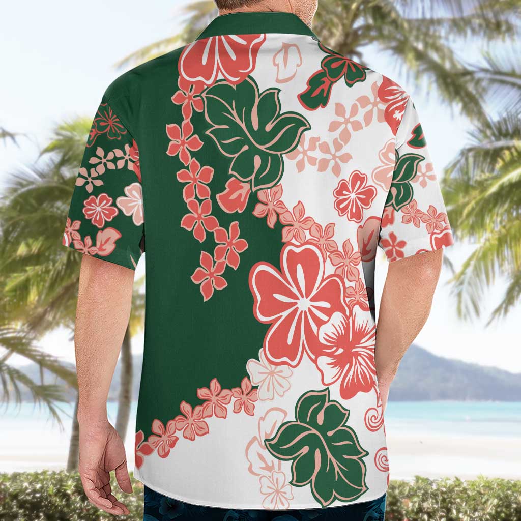 Green Orange Hibiscus Plumeria Floral Hawaiian Shirt - Polynesian Pride
