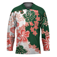 Green Orange Hibiscus Plumeria Floral Hockey Jersey LT01 Unisex Orange - Polynesian Pride