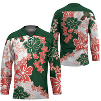 Green Orange Hibiscus Plumeria Floral Hockey Jersey LT01 - Polynesian Pride