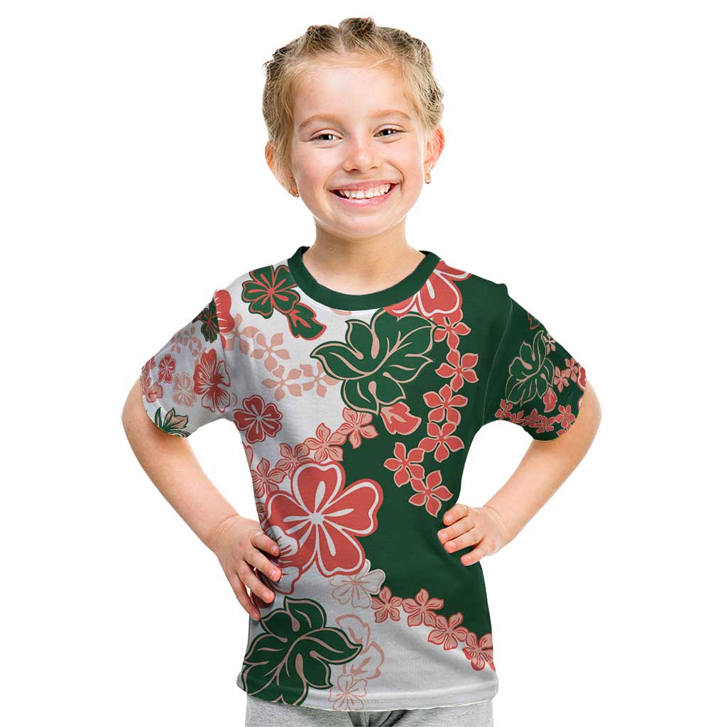 Green Orange Hibiscus Plumeria Floral Kid T Shirt LT01 Orange - Polynesian Pride