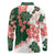 Green Orange Hibiscus Plumeria Floral Long Sleeve Polo Shirt - Polynesian Pride
