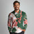 Green Orange Hibiscus Plumeria Floral Long Sleeve Polo Shirt - Polynesian Pride