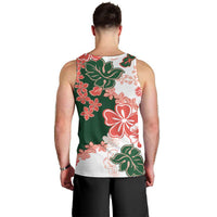 Green Orange Hibiscus Plumeria Floral Men Tank Top - Polynesian Pride