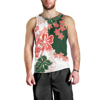 Green Orange Hibiscus Plumeria Floral Men Tank Top - Polynesian Pride