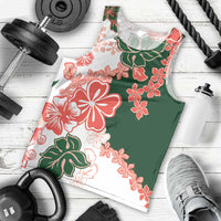 Green Orange Hibiscus Plumeria Floral Men Tank Top - Polynesian Pride
