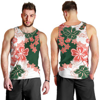 Green Orange Hibiscus Plumeria Floral Men Tank Top - Polynesian Pride