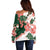 Green Orange Hibiscus Plumeria Floral Off Shoulder Sweater - Polynesian Pride