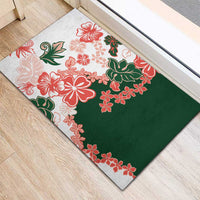 Green Orange Hibiscus Plumeria Floral Rubber Doormat LT01 - Polynesian Pride