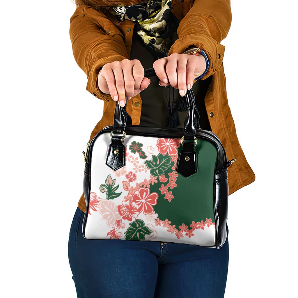 Green Orange Hibiscus Plumeria Floral Shoulder Handbag LT01 One Size Orange - Polynesian Pride