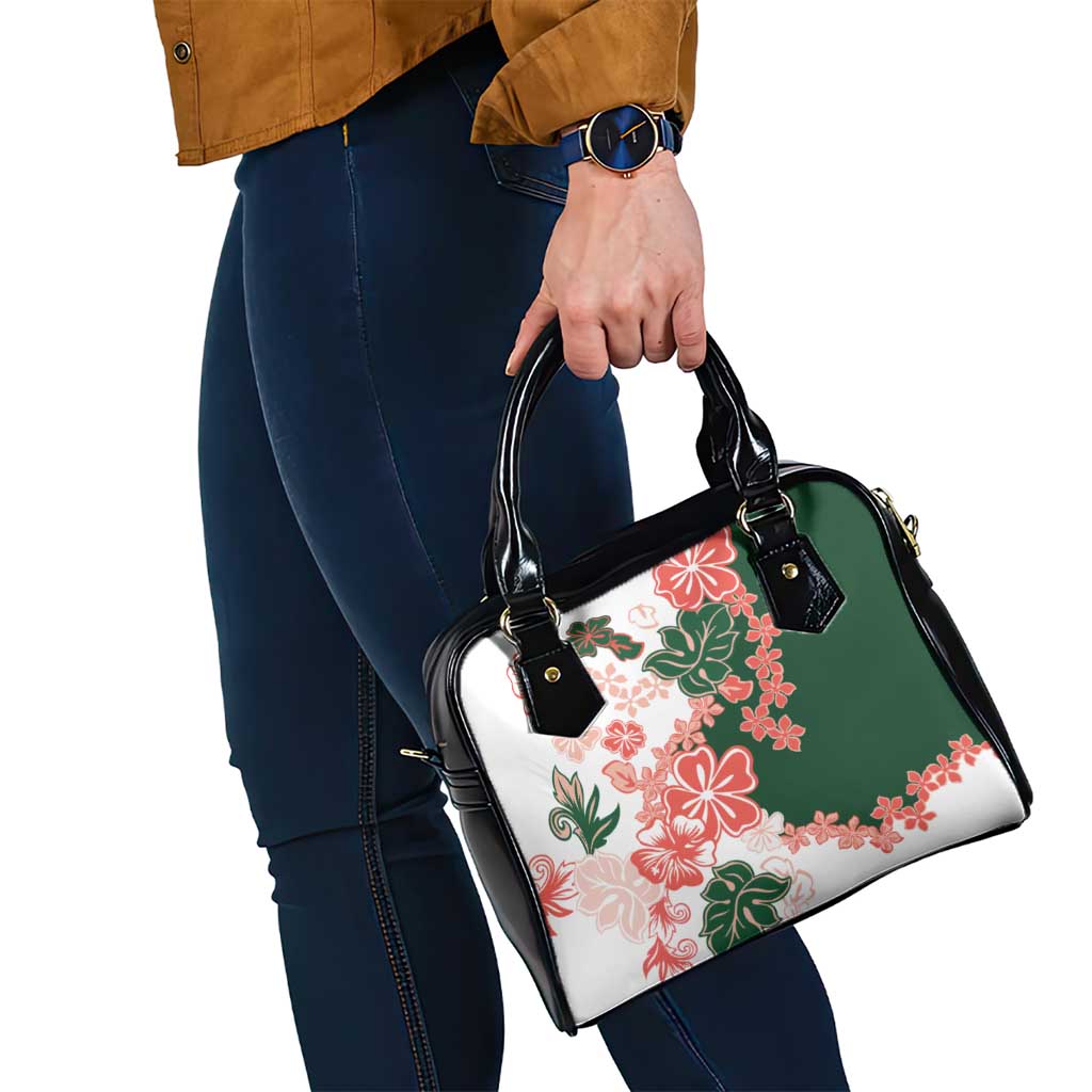 Green Orange Hibiscus Plumeria Floral Shoulder Handbag LT01 - Polynesian Pride